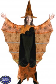 Costume Halloween donna strega con le ali arancione