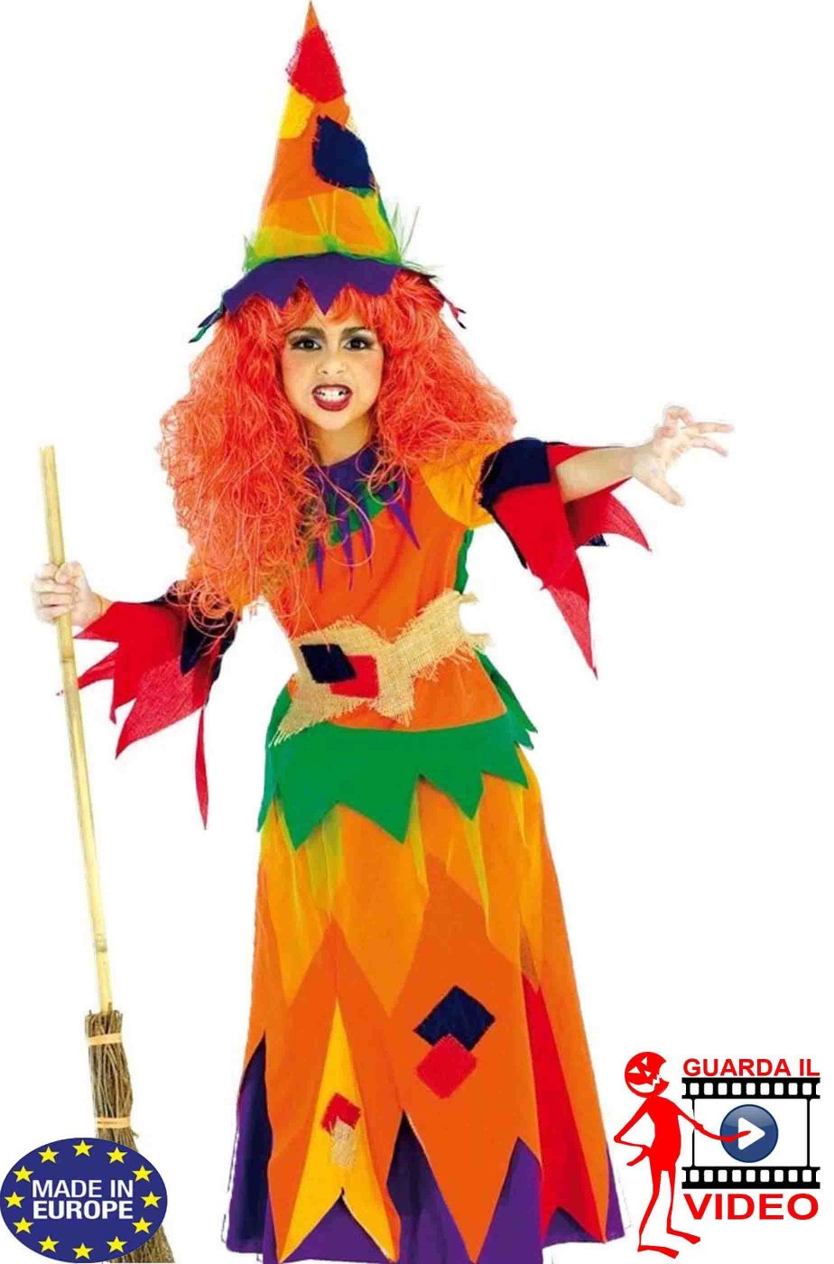 Costume Halloween da Bambina Strega arancione Costume Halloween da Bambina Strega arancione