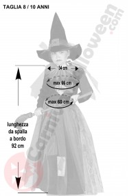 Misure del costume halloween bambina 8 10 anni da Strega fattucchiera