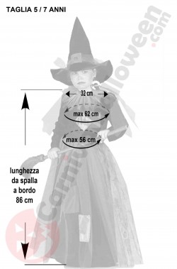 Misure del costume halloween bambina 5 7 anni da Strega