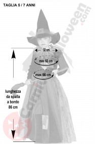 Misure del costume halloween bambina 5 7 anni da Strega