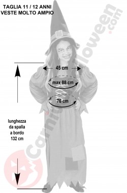 Misure Costume di Halloween Bambina Strega 11 13 anni