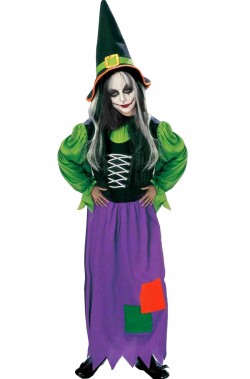 Costume Halloween Donna Strega Verde con cappello