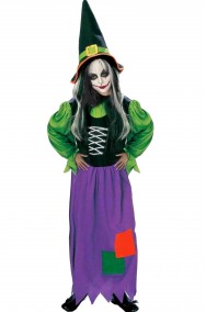 Costume Halloween Donna Strega Verde con cappello