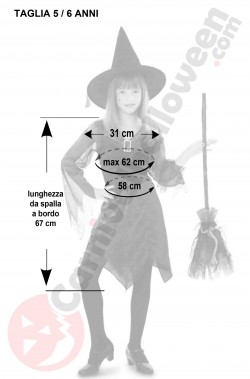 Misure del Costume Halloween bambina 5 6 anni strega elegante viola