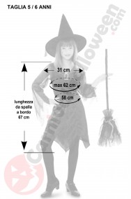 Misure del Costume Halloween bambina 5 6 anni strega elegante viola