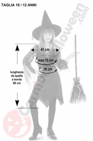 Misure del Vestito Halloween bambina 10 12 anni strega elegante viola