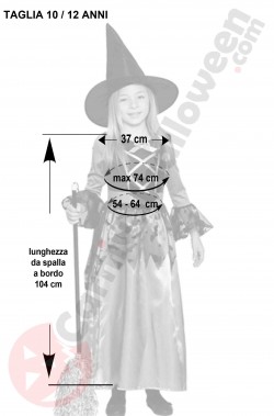 Misure Costume da Strega delle nebbie bambina 10 12 anni
