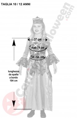 Misure Costume Halloween bambina Vampira Vittoriana nera e grigia 10 12 anni