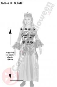 Misure Costume Halloween bambina Vampira Vittoriana nera e grigia 10 12 anni