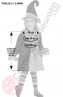 Misure Costume Halloween Bambina Strega bello non cinese 2 3 anni