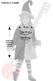 Misure Vestito Halloween Bambina Strega bello non cinese 4 5 anni