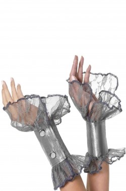 Guanti senza dita grigi polsino per sposa cadavere