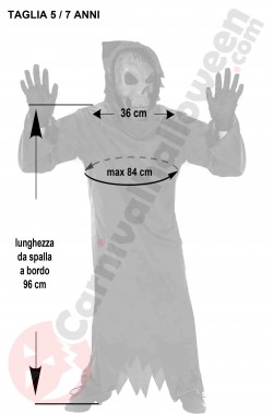 Misure Costume halloween bambino teschio morte 5 7 anni