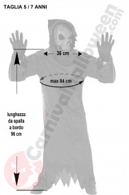 Misure Costume halloween bambino teschio morte 5 7 anni