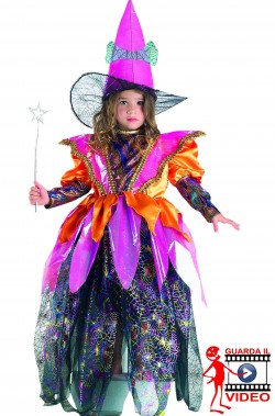 Costume Halloween bambina strega arcobaleno