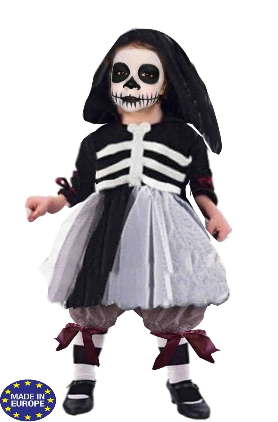 Costume Halloween Bambina piccola damina degli scheletri