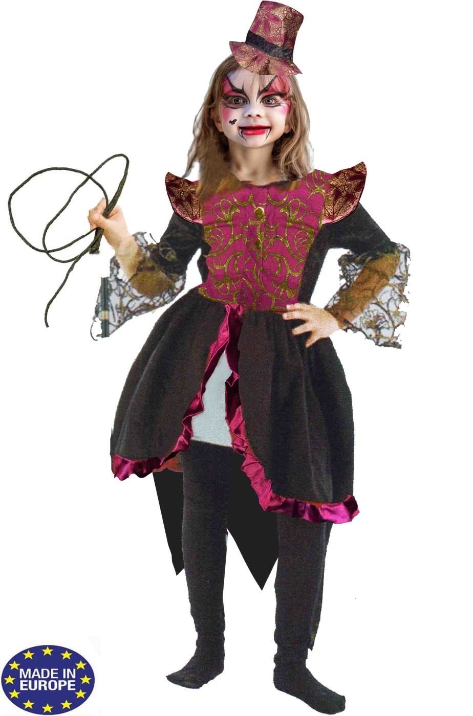 Costume Halloween bambina domatrice circo orrore Costume Halloween bambina domatrice circo orrore