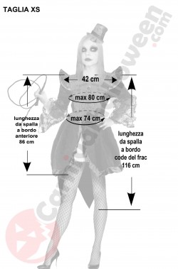 Misure del costume Halloween donna domatrice del circo dell'orrore