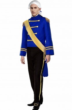 Costume da principe azzurro con giacca blu di Cenerentola o Sissi adulto