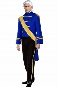Costume da principe azzurro con giacca blu di Cenerentola o Sissi adulto