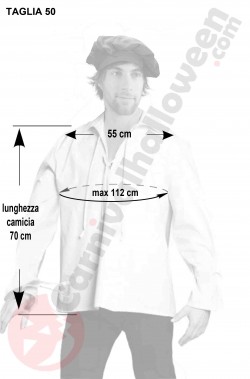 Misure camicia medievale di cotone uomo taglia 50