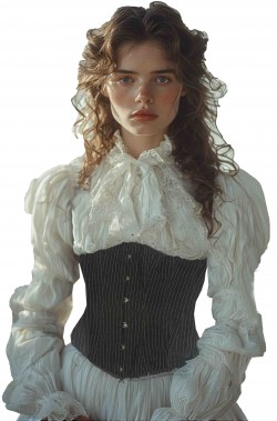 Corsetto vittoriano nero con righe bianche sottili