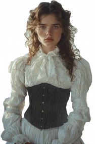 Corsetto vittoriano nero con righe bianche sottili