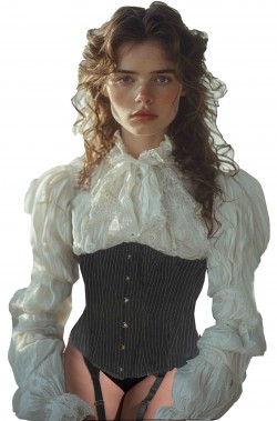 Corsetto vittoriano nero a righine con reggicalze