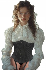 Corsetto vittoriano nero a righine con reggicalze