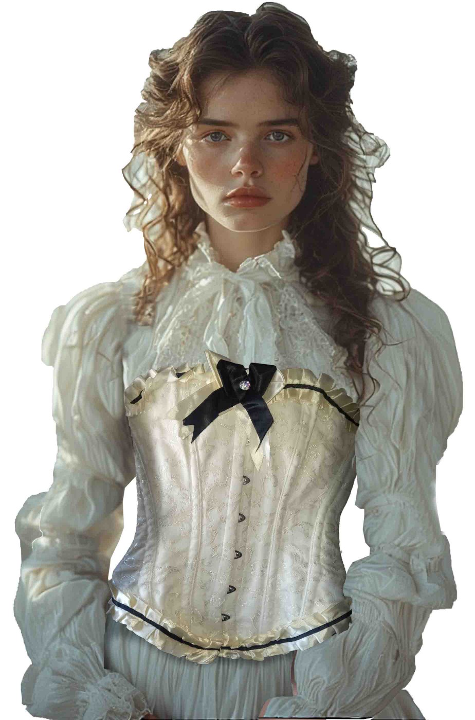 Corsetto donna color bianco crema damascato con stecche alta qualita' Corsetto donna color bianco crema damascato con stecche alta qualita'
