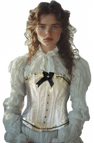 Corsetto donna color bianco crema damascato con stecche alta qualita'