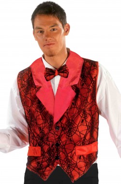 Gilet rosso elegante con cravattino papillon farfallino per Halloween