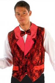 Gilet rosso elegante con cravattino papillon farfallino per Halloween