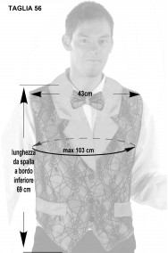 Misure gilet rosso elegante con cravattino a papillon farfallino