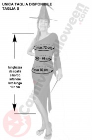 Misure del costume da strega donna adulta elasticizzato