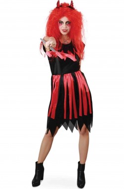 Vestito di Halloween da diavoletta adulta rosso e nero