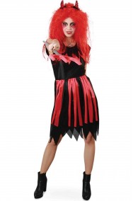 Vestito di Halloween da diavoletta adulta rosso e nero