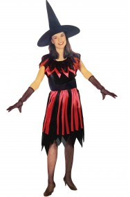 Vestito Halloween donna strega rossa e nera
