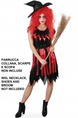 Costume Halloween donna strega rossa e nera