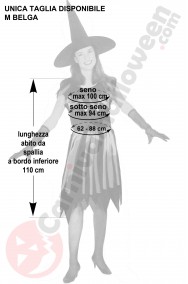 Misure vestito Halloween donna strega rossa e nera