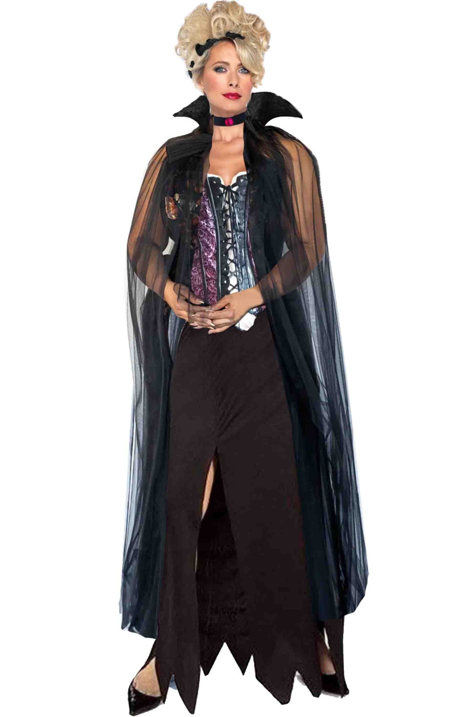 Costume Halloween vittoriano lungo con due spacchi senza maniche Costume Halloween vittoriano lungo con due spacchi senza maniche