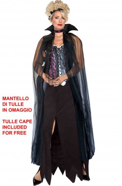 Vestito di carnevale vittoriano lungo con spacchi senza maniche