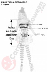 Misure vestito da pagliaccetta clownette taglia S