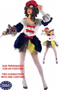Costume di carnevale donna due in uno 700 o arlecchino