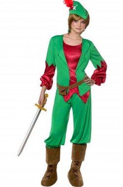 Costume carnevale adulto donna Peter Pan o Robin Hood cartone