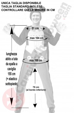 Misure della mascotte di Topolino taglia M