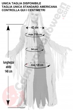 Misure costume Halloween donna fantasma taglia M L