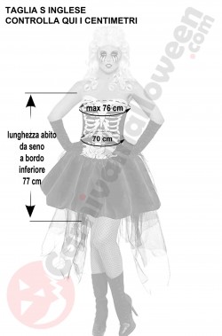 Misure del costume Halloween donna scheletro taglia S