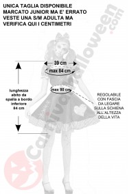 Misure costume Halloween donna taglia S M bambola horror